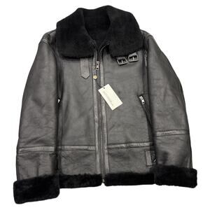 *R38 INTUITION Paris Mens Sheep Leather Bomber Jacket Black Size FR50/US40 Large